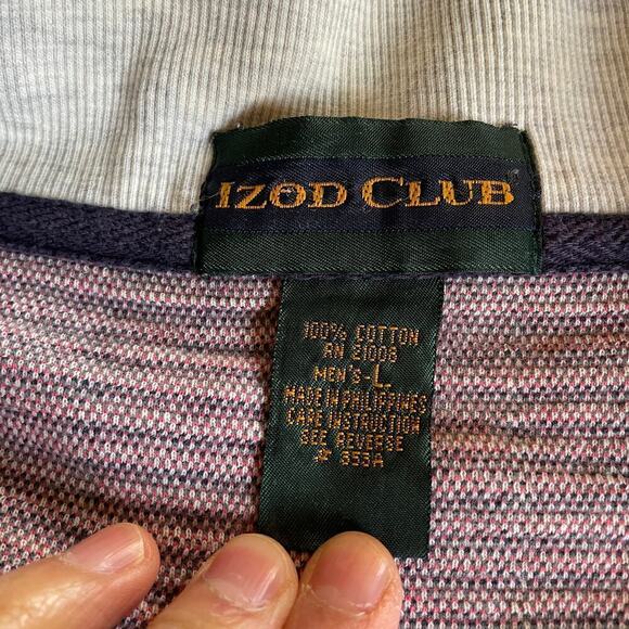 Vintage Izod Club Houndstooth Plaid 1/4 Zip Pullover Mens Large Sweater 80s 90s - Picture 5 of 10